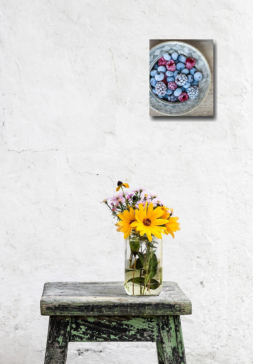 Thumbnail: frozen wild berries wall art print | blueberries  canvas picture