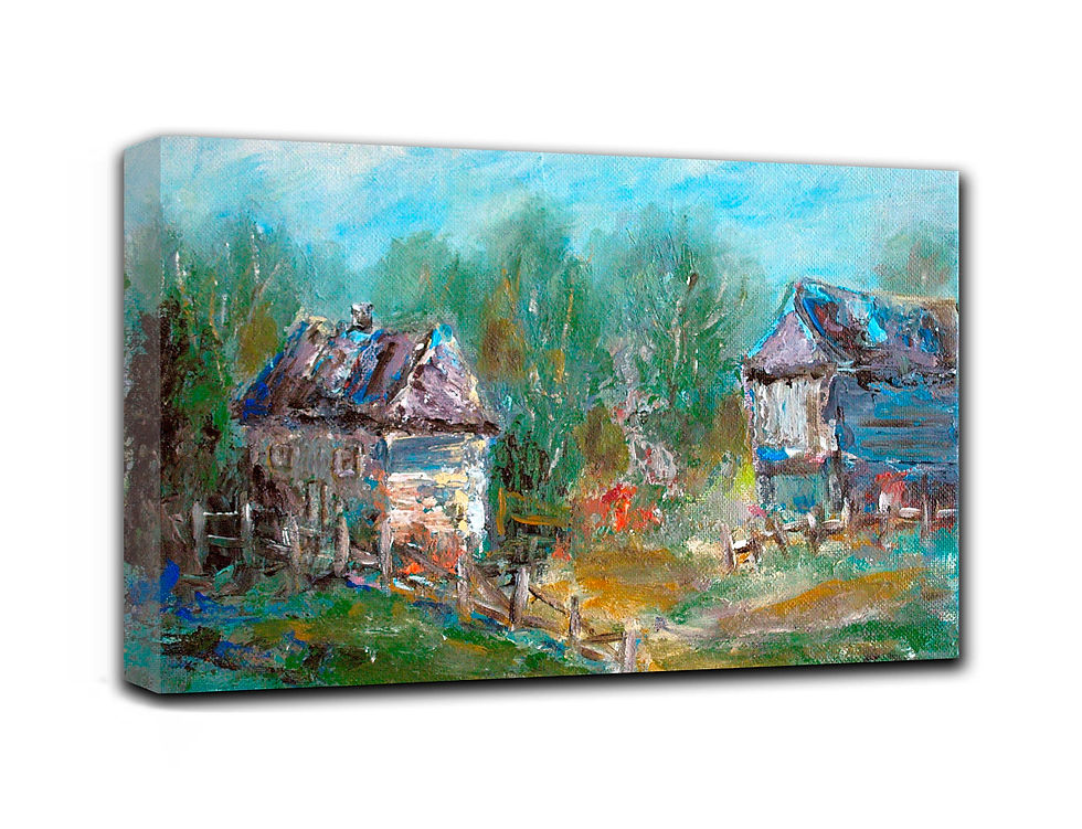 Thumbnail: Country houses wall art print | At dusk canvas picture