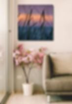 Thumbnail: Waving grass at sunset wall art print | At the sea canvas picture