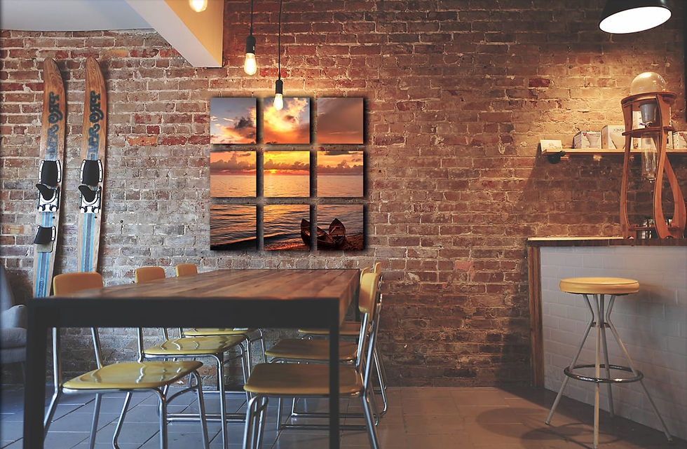 Thumbnail: sunset on the lake wall art print | relaxation lake canvas picture