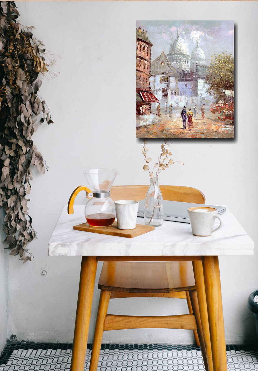 Thumbnail: Old Paris Scene wall art print | Cityscape canvas picture