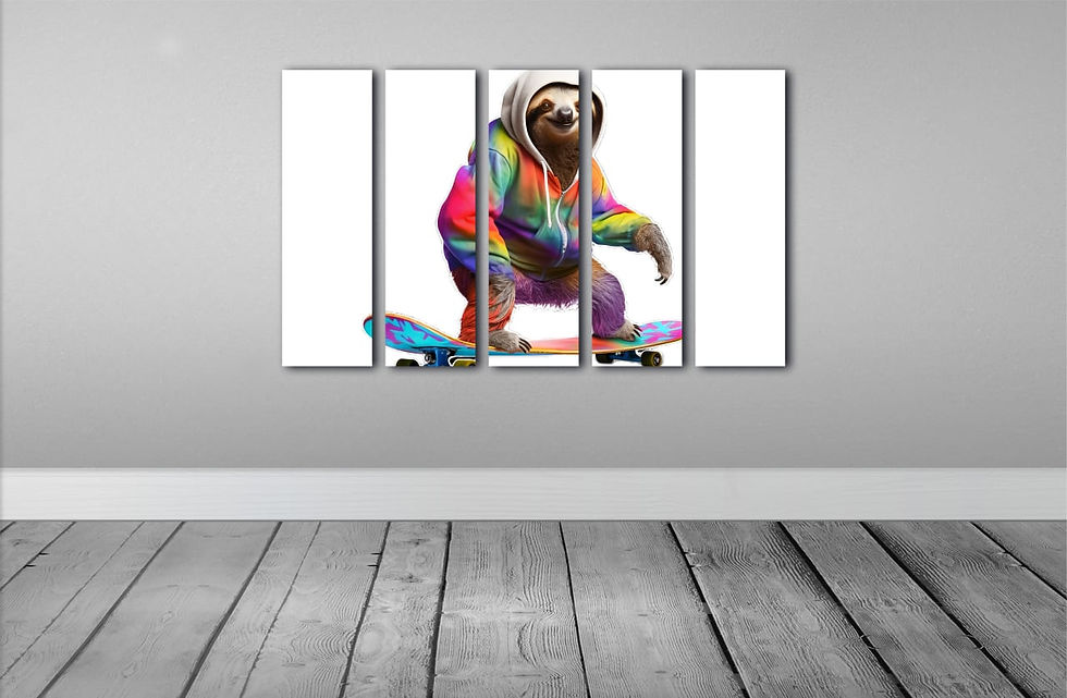 Thumbnail: Sloth Skateboarding Clipart wall art print | Print or Download picture