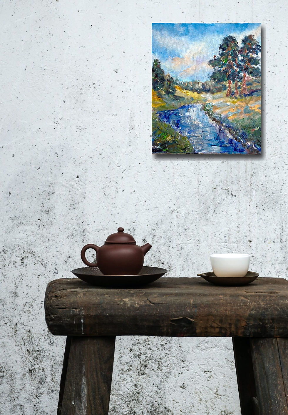 Thumbnail: The play of sunshine wall art print | Trough the hills canvas picture