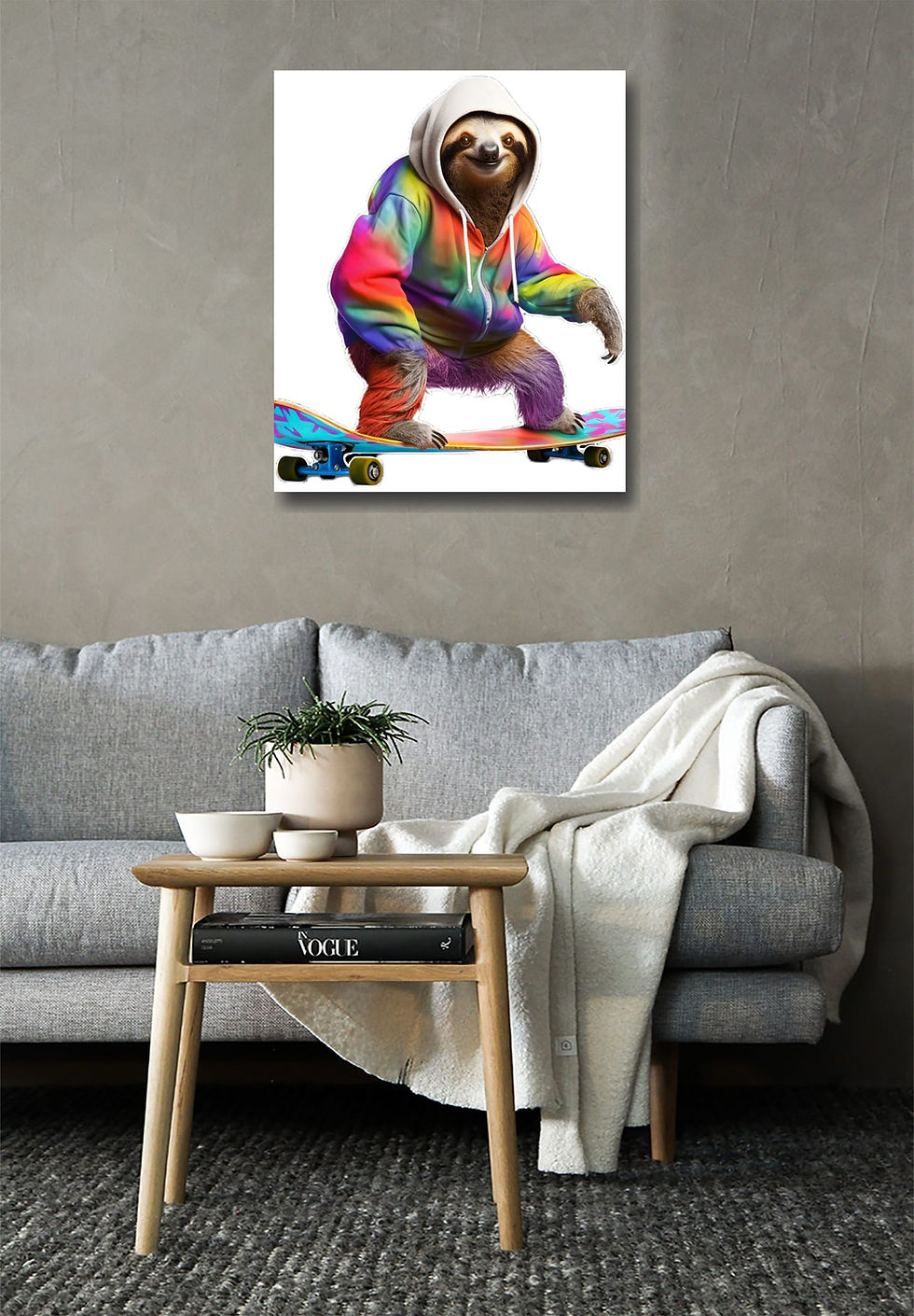 Thumbnail: Sloth Skateboarding Clipart wall art print | Print or Download picture