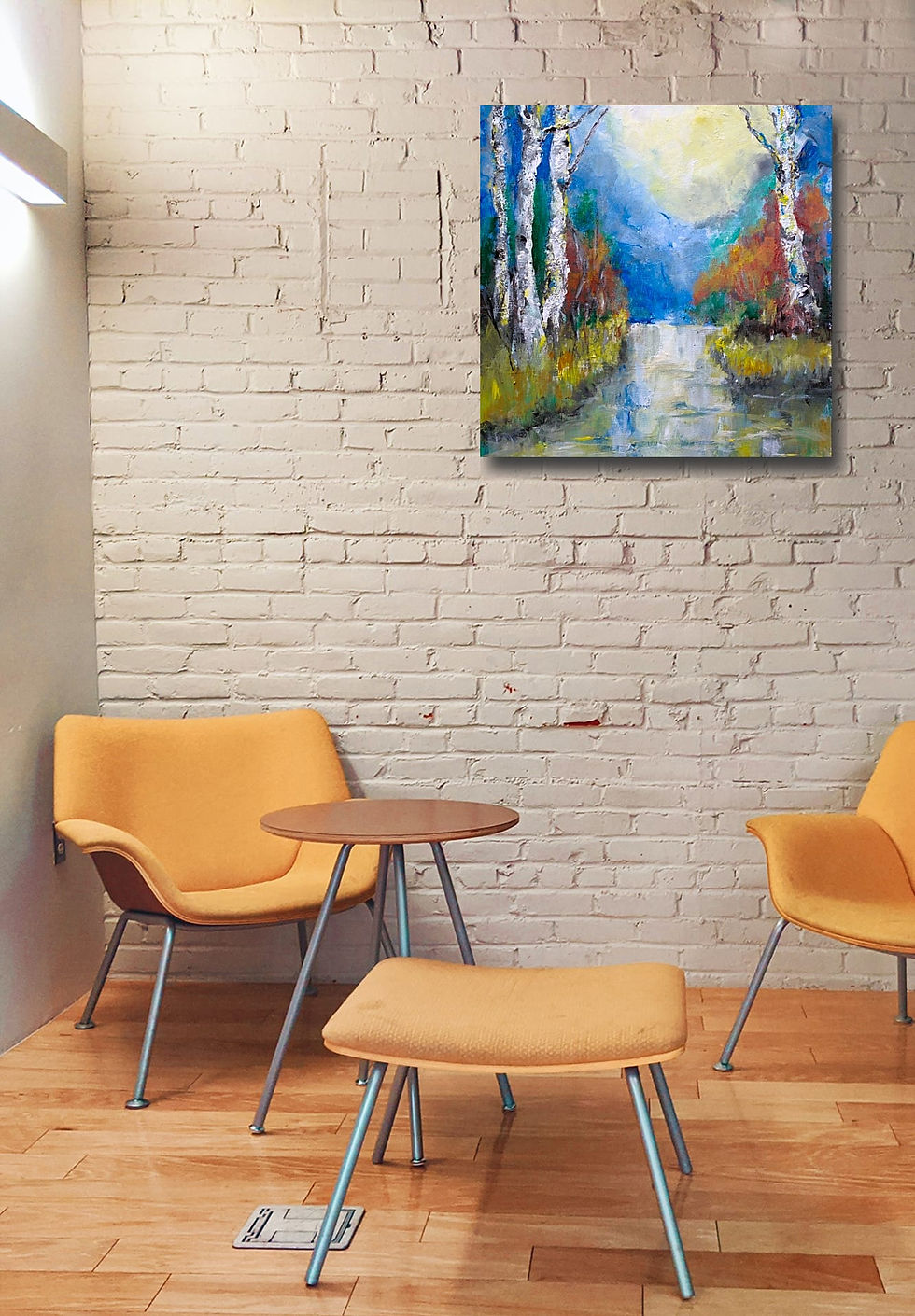 Thumbnail: Playing birchtree  wall art print | By the river canvas picture