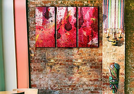 Fragment of an oil painting wall art print | Abstraction in red canvas picture