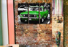 green vintage car wall art print | classic car canvas picture