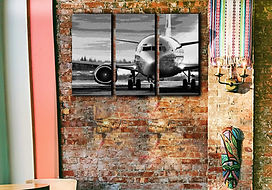 Jet Airplane Grayscale wall art print | Runway Aircraft picture