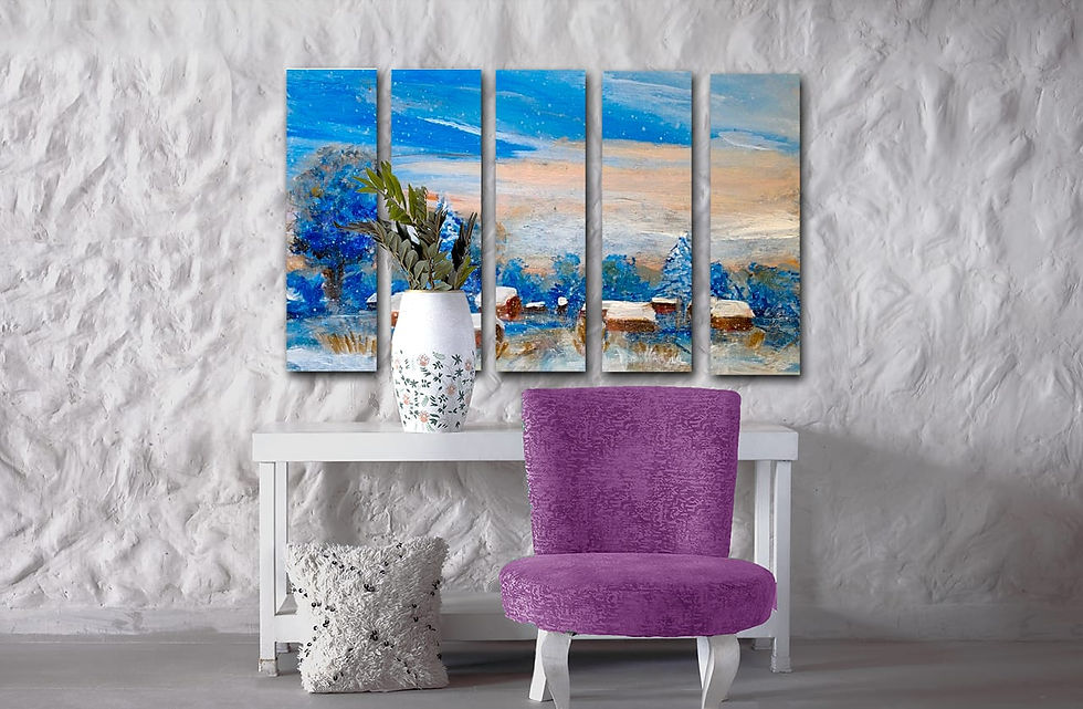 Thumbnail: Elves in blue wall art print | Rapsody of winter canvas picture