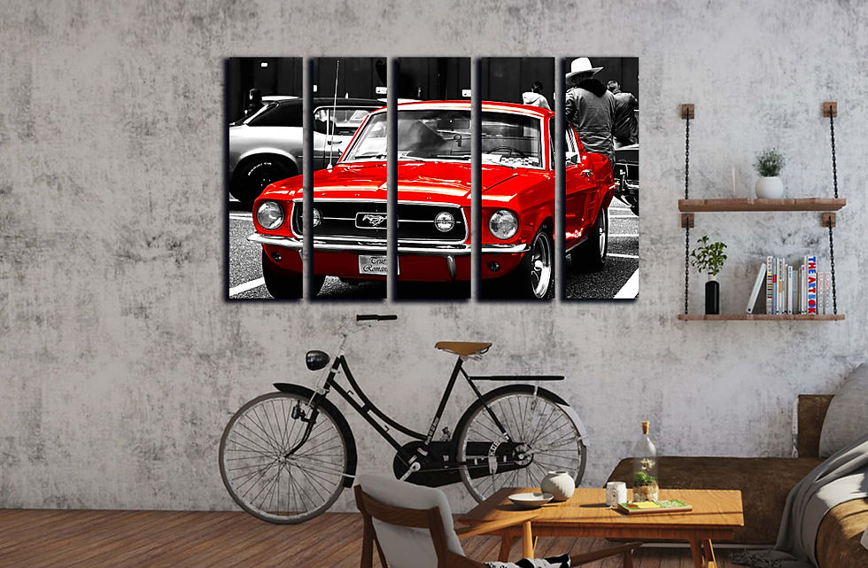 Thumbnail: Mustang 1964 new red wall art print | ford mustang canvas picture