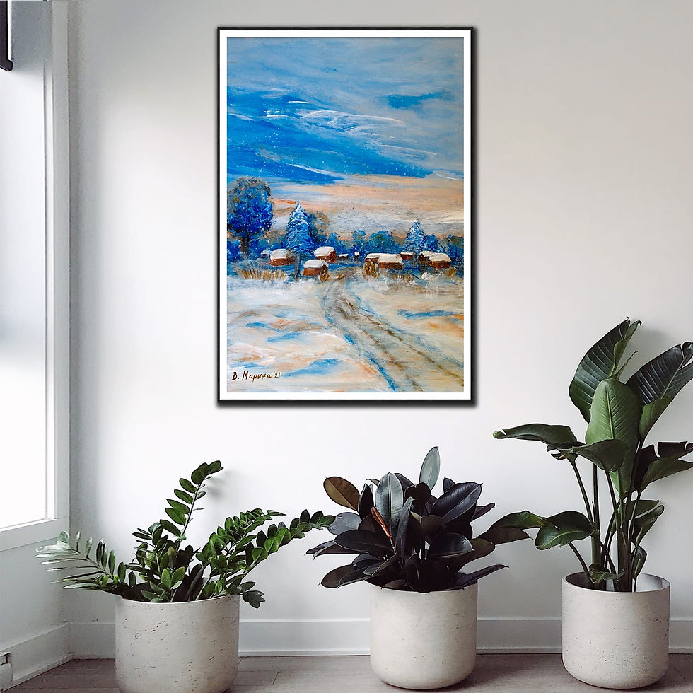 Thumbnail: Elves in blue wall art print | Rapsody of winter canvas picture