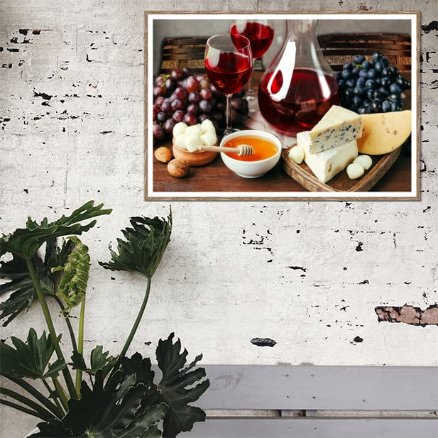 Thumbnail: Red wine glasses wall art print | Wine Barrel canvas picture
