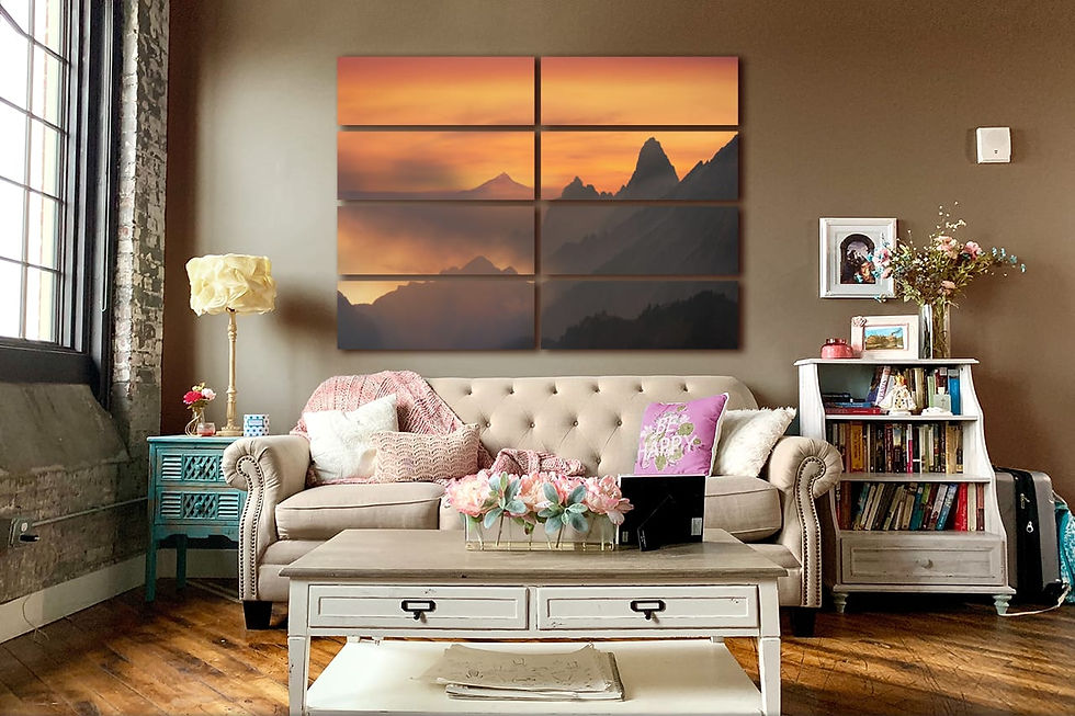 Thumbnail: sunset mountains wall art print | Sunset canvas picture
