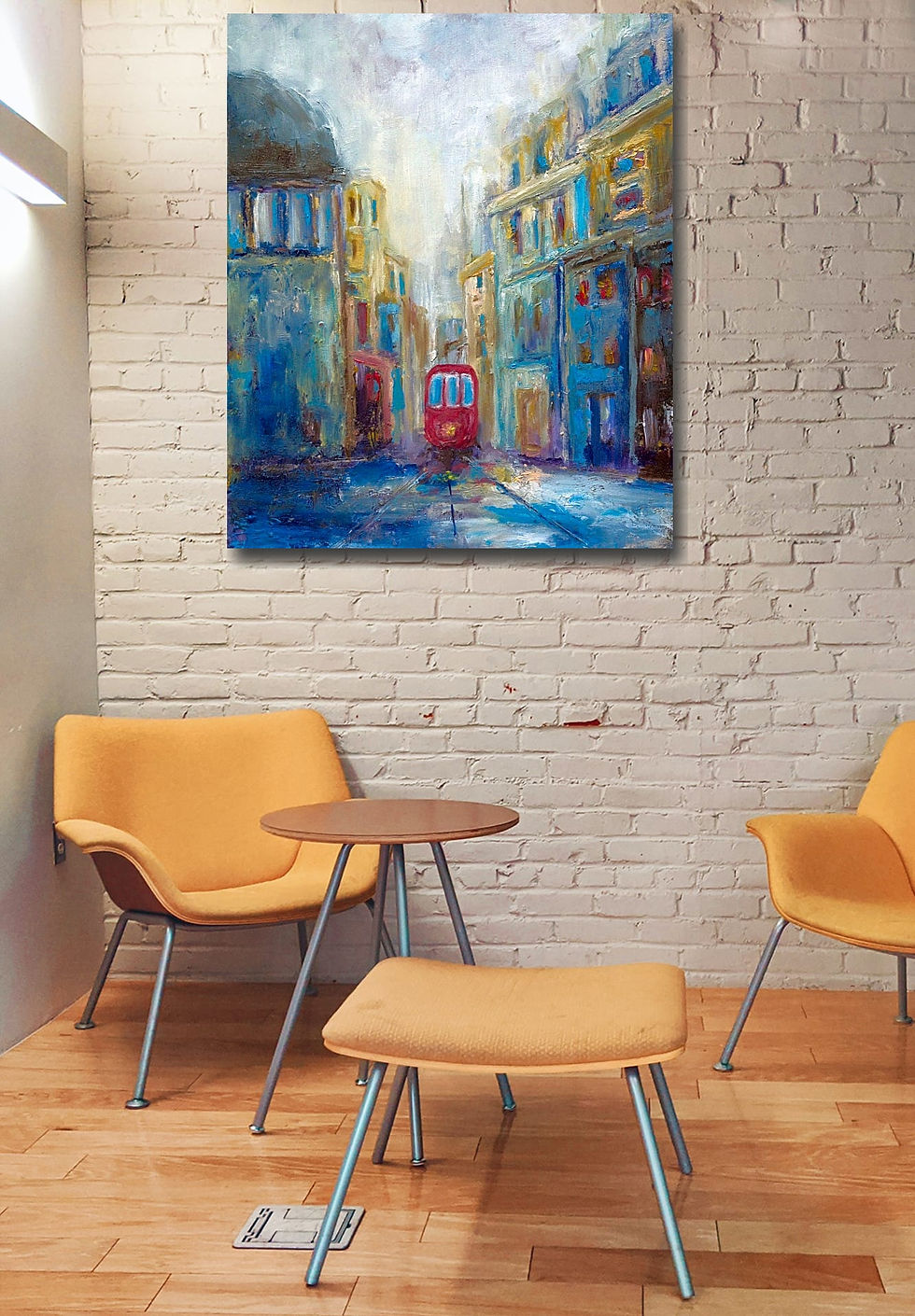 Thumbnail: Tram wall art print | In the city canvas picture