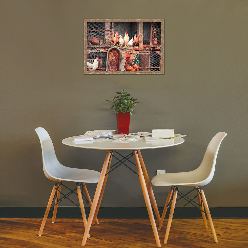 Thumbnail: roosters in hen house wall art print | farm canvas picture