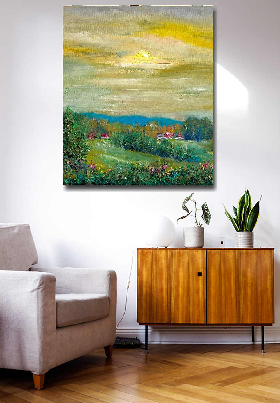 Thumbnail: Yellow beauty wall art print | Through the hills canvas picture