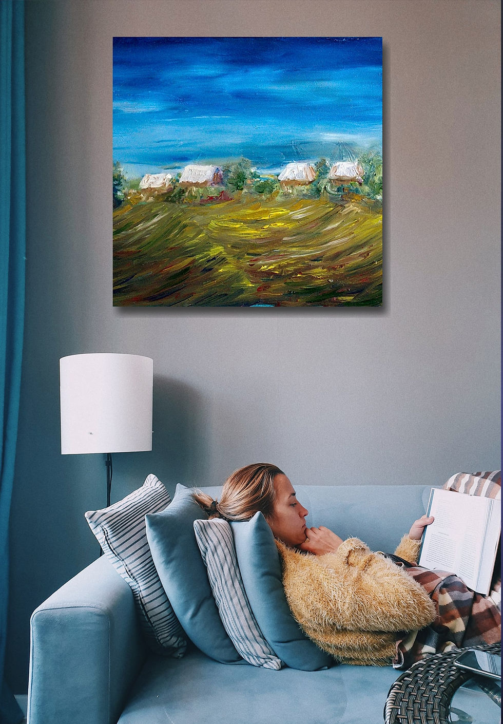 Thumbnail: Night game wall art print | In the field canvas picture