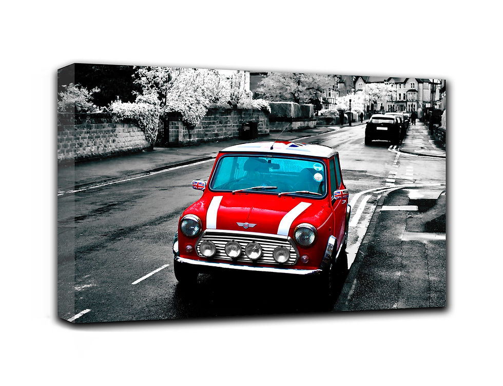 Thumbnail: Red Mini Cooper wall art print | Austin Mini picture