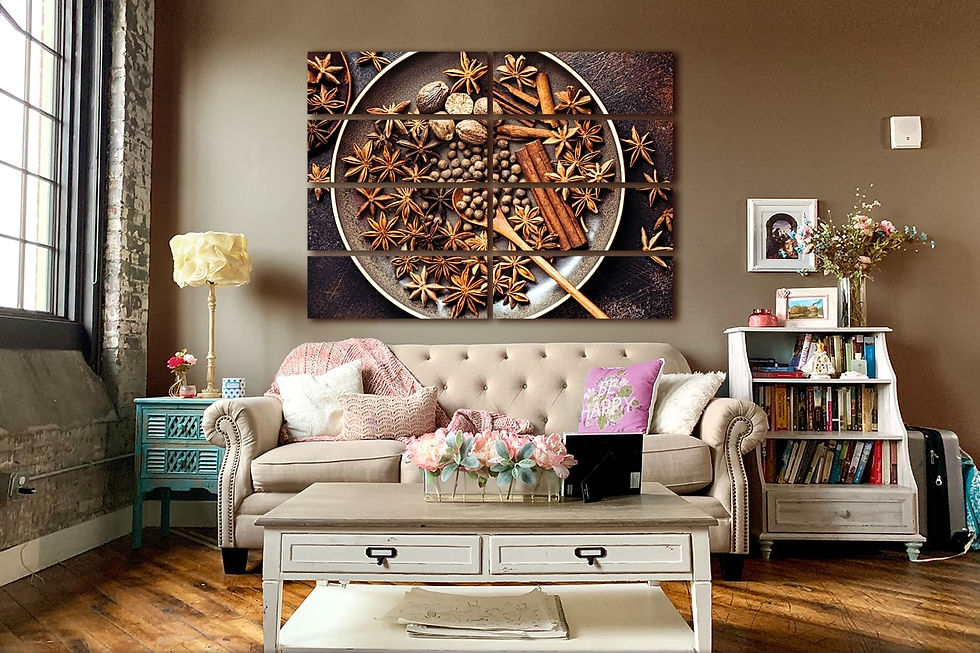 Thumbnail: Brown spices wall art print | Cinnamon canvas picture
