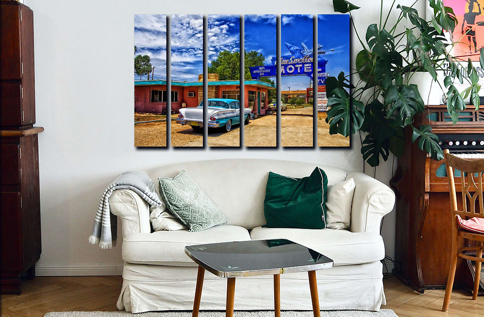 Thumbnail: Route 66 New Mexico wall art print | Vintage Car canvas picture