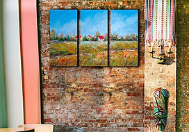 in the field wall art print | Little houses canvas picture