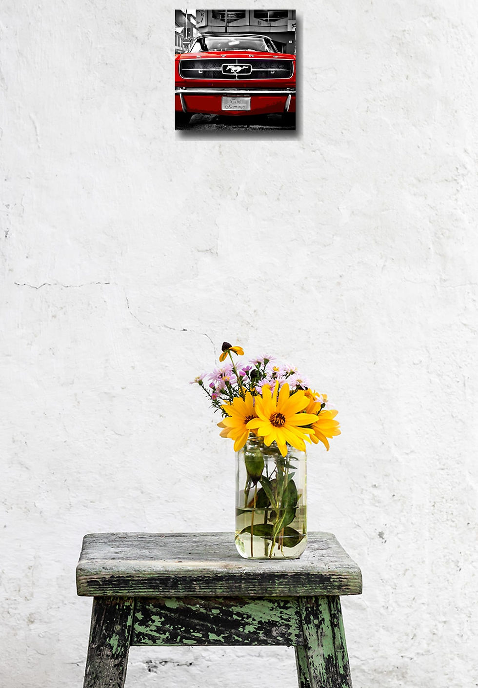 Thumbnail: Red Ford Mustang 1964 wall art print | Muscle Pony Car picture