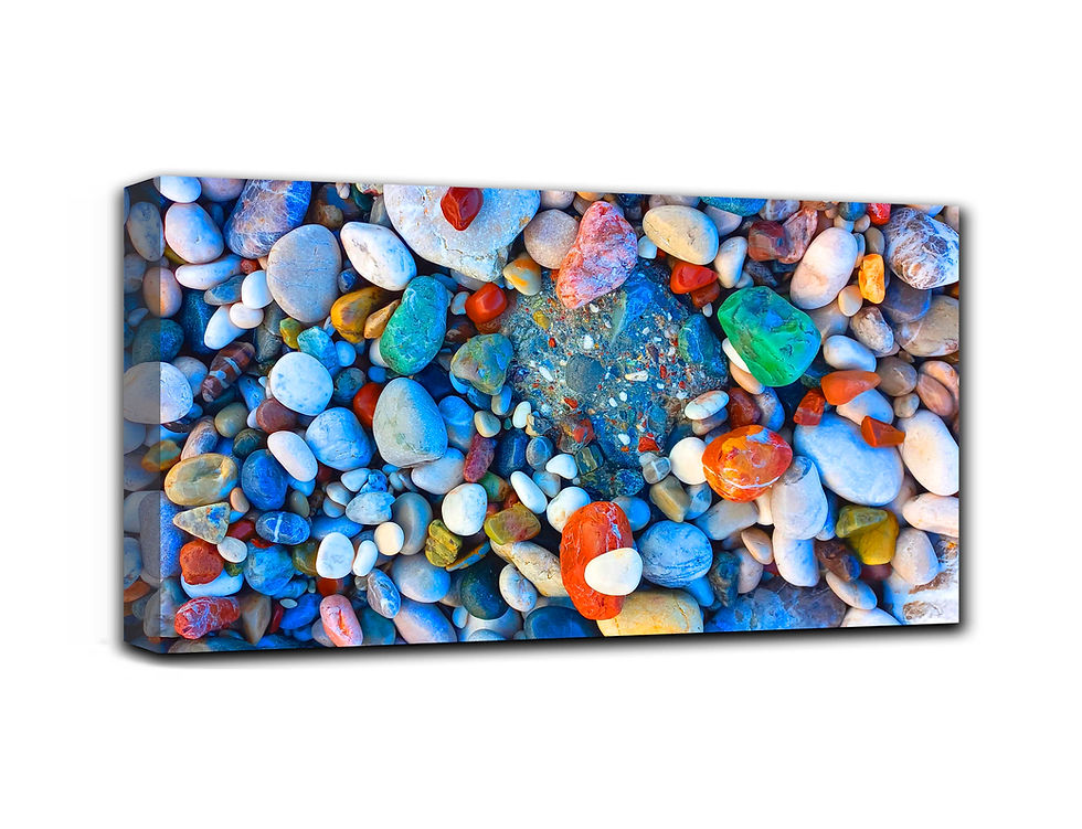 Thumbnail: Sea pebbles stones wall art print | Multi-colored mood canvas picture