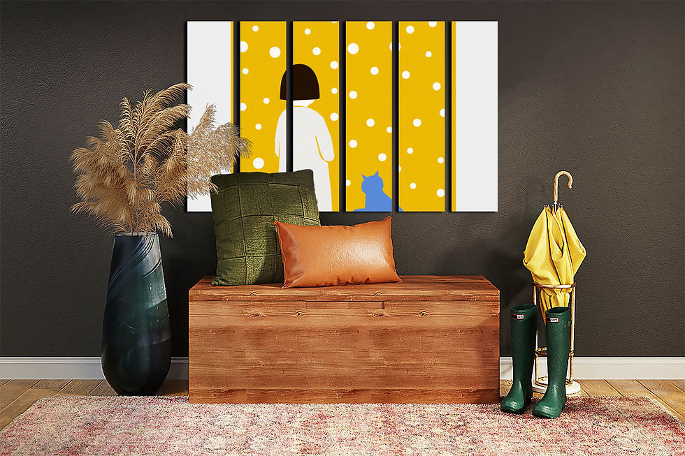Thumbnail: Yellow girl wall art print | Illustration canvas picture
