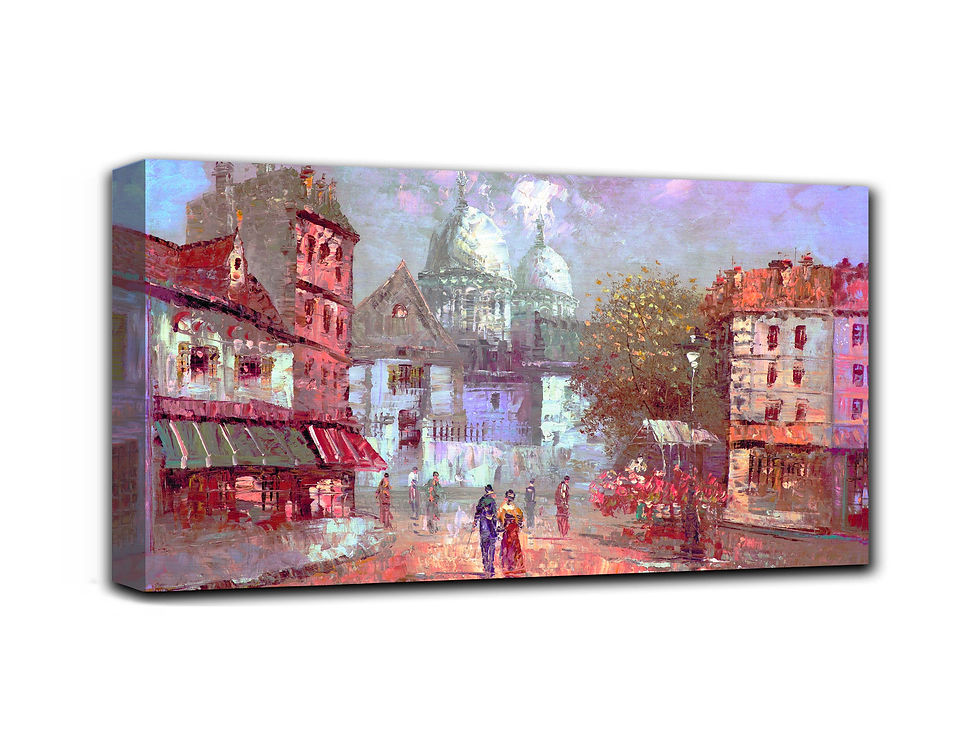 Thumbnail: Old Paris Scene wall art print | Cityscape canvas picture