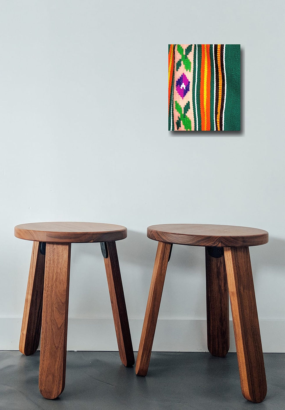 Thumbnail: Colorful carpet with green backing wall art print | Handmade rug canvas picture