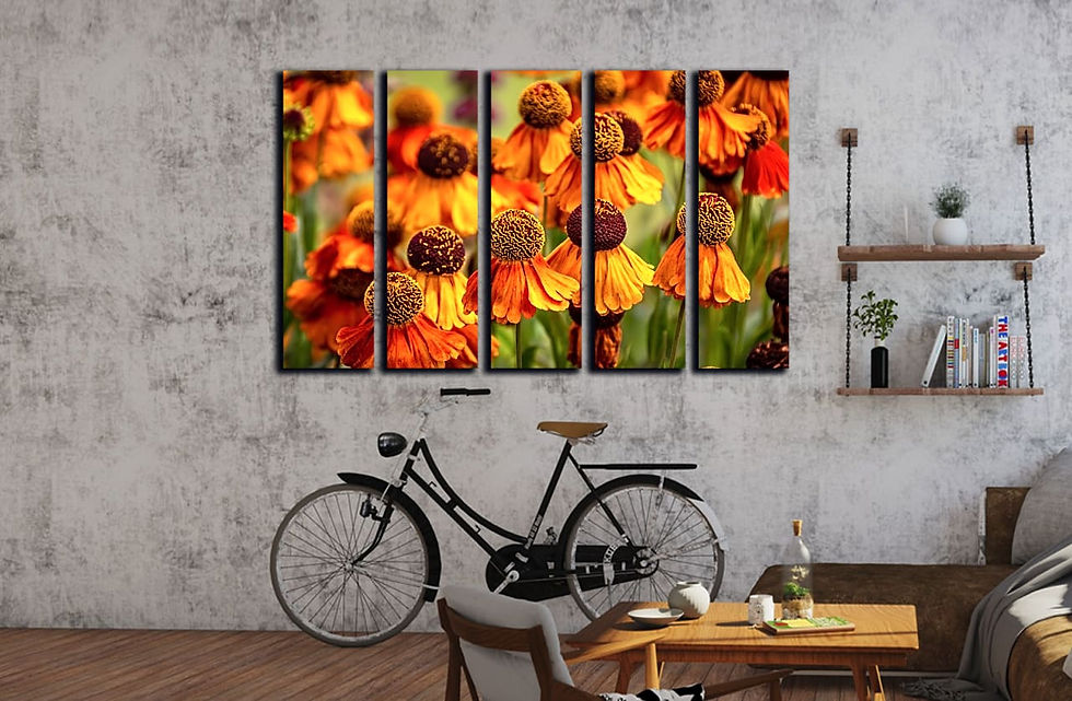Thumbnail: Summer flowers wall art print | Colorful and warm canvas picture
