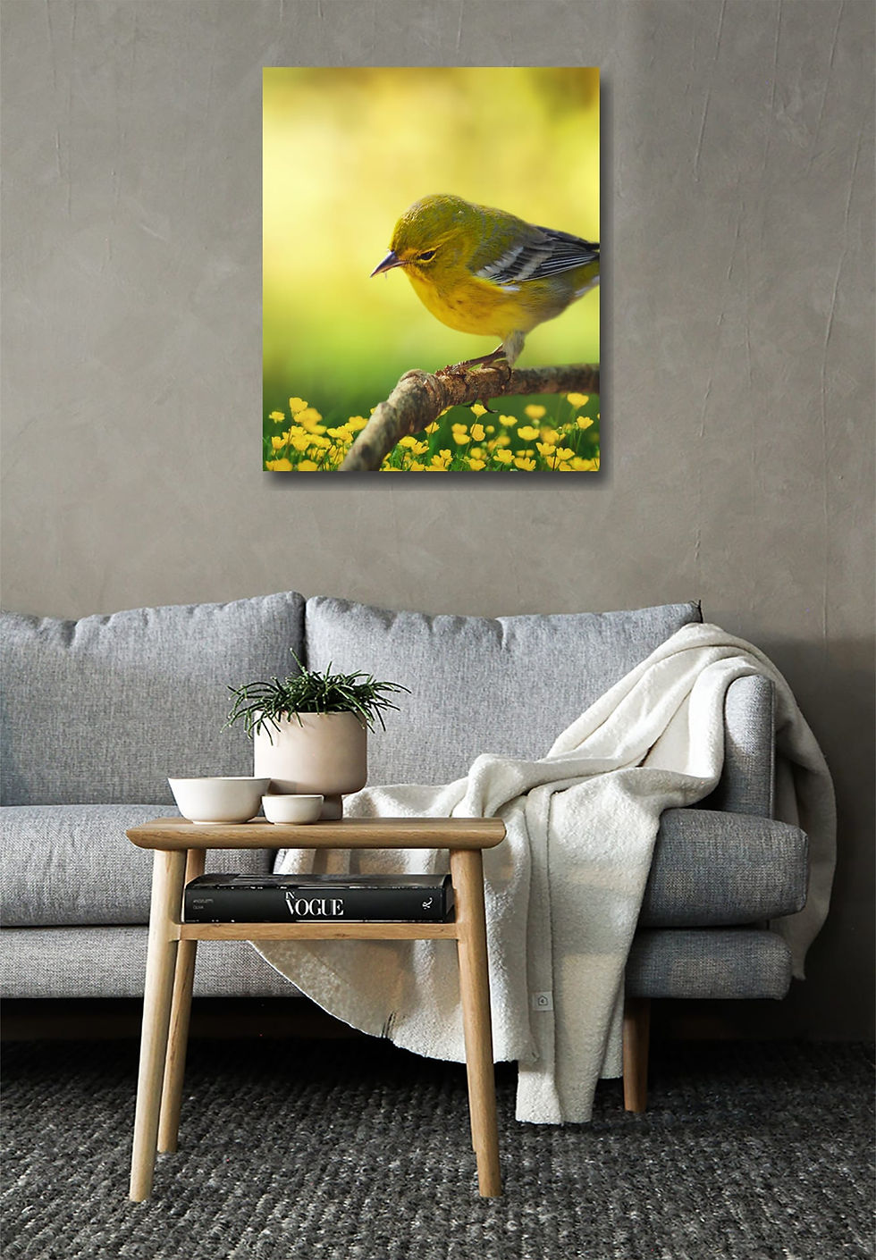 Thumbnail: Bird in spring wall art print | Bird in a garden canvas picture