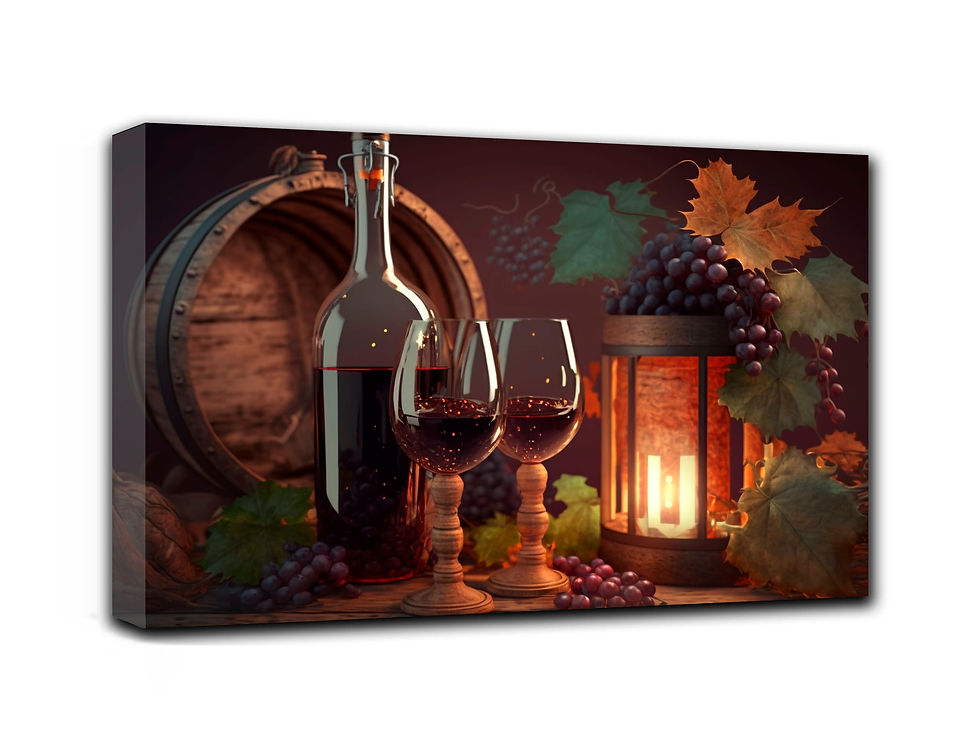Thumbnail: Kitchen series with wine wall art print | Wine and grapes picture