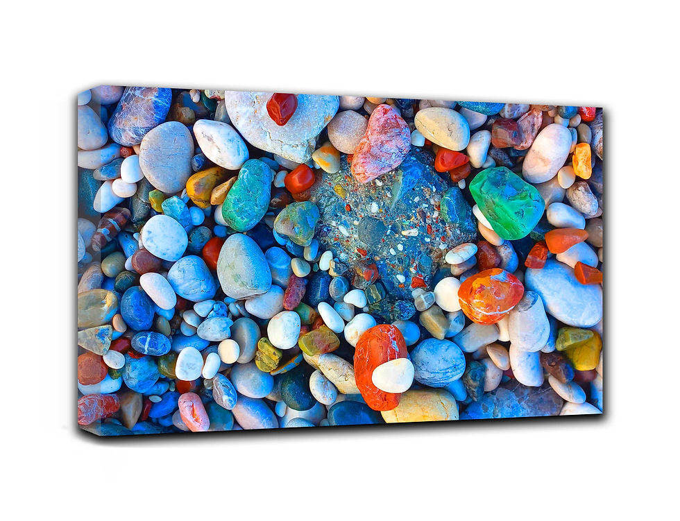 Thumbnail: Sea pebbles stones wall art print | Multi-colored mood canvas picture