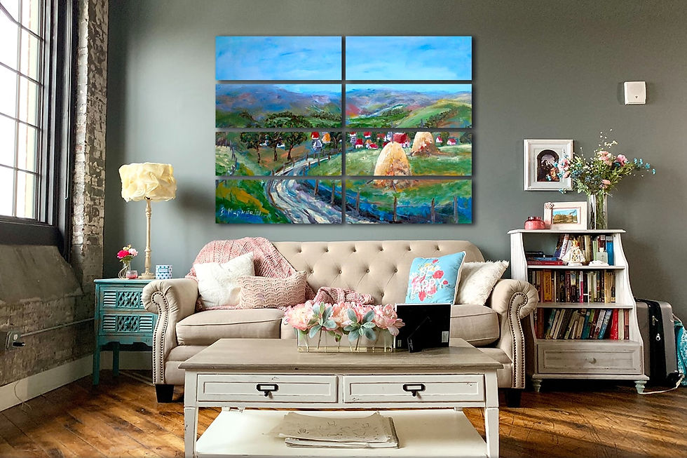 Thumbnail: Village wall art print | Living in harmony canvas picture