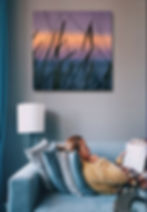 Thumbnail: Waving grass at sunset wall art print | At the sea canvas picture