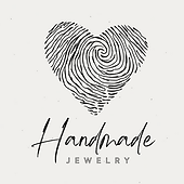 Logo for hand making jewellery business, heart made of fingerprints, showing jewellery is handmade