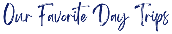 Blue paintstroke text reading Our Favorite Day Trips