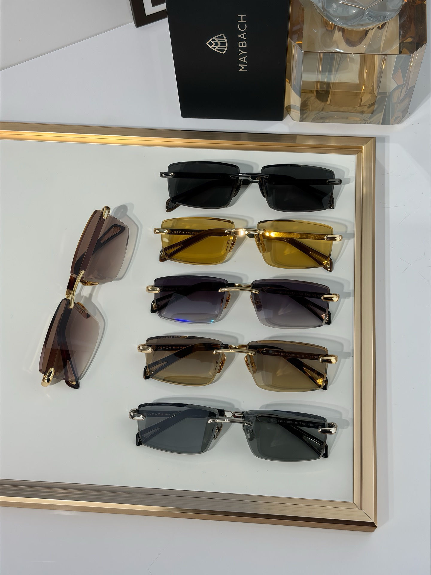 Maybach SS26 Symphony II Rimless Rectangular Sunglasses in 6 Colors