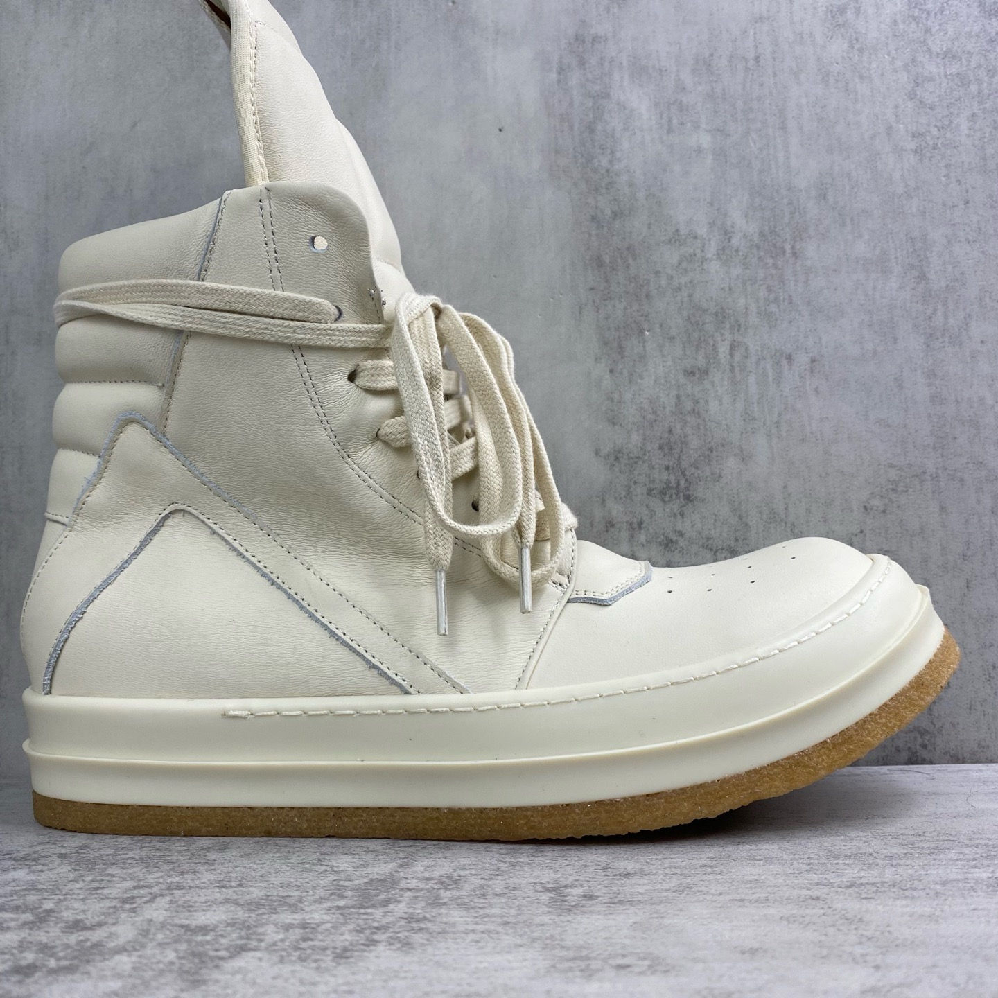FW25 Creep Leather High Top Geobasket in White