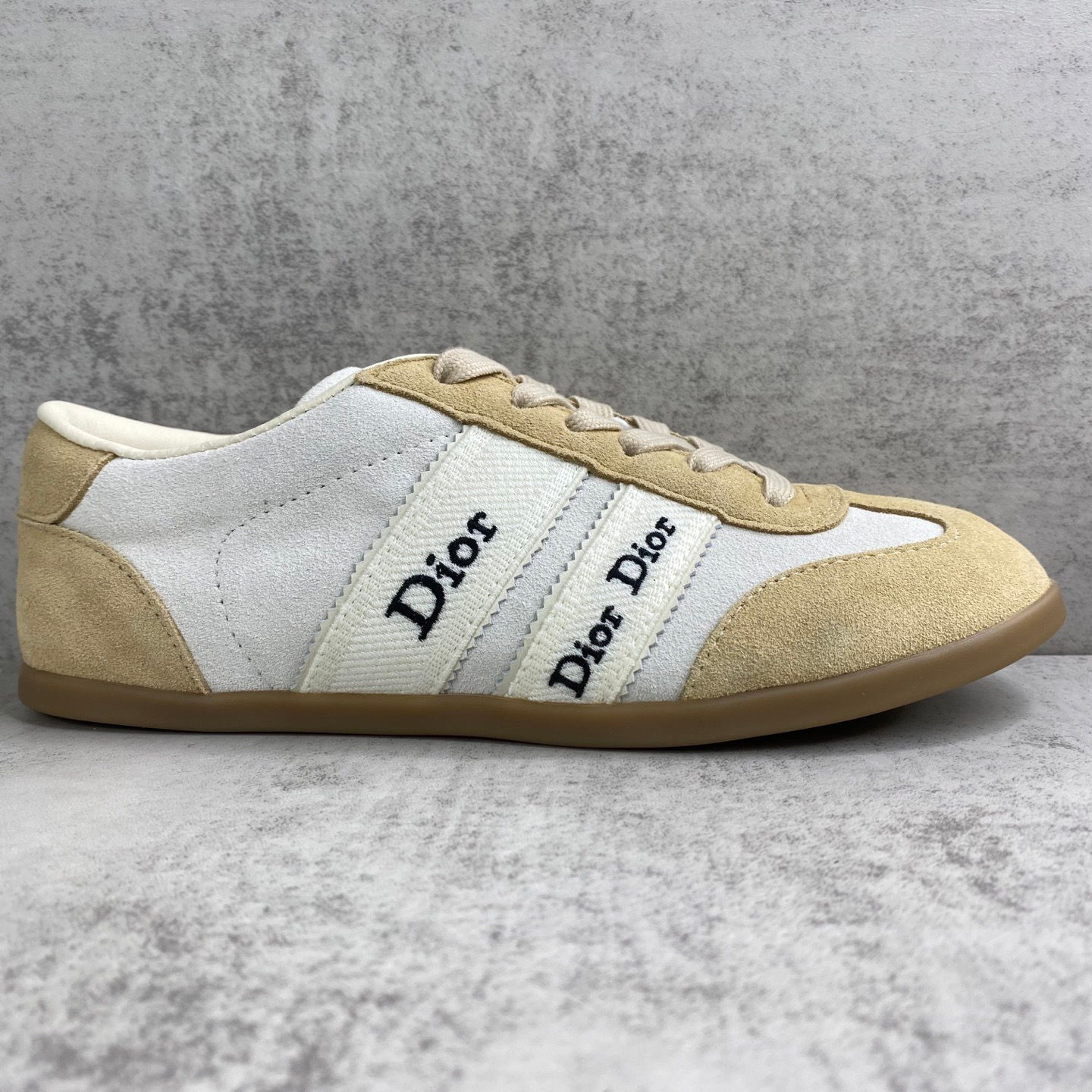 SS26 Ribbon Sneaker in White/Beige