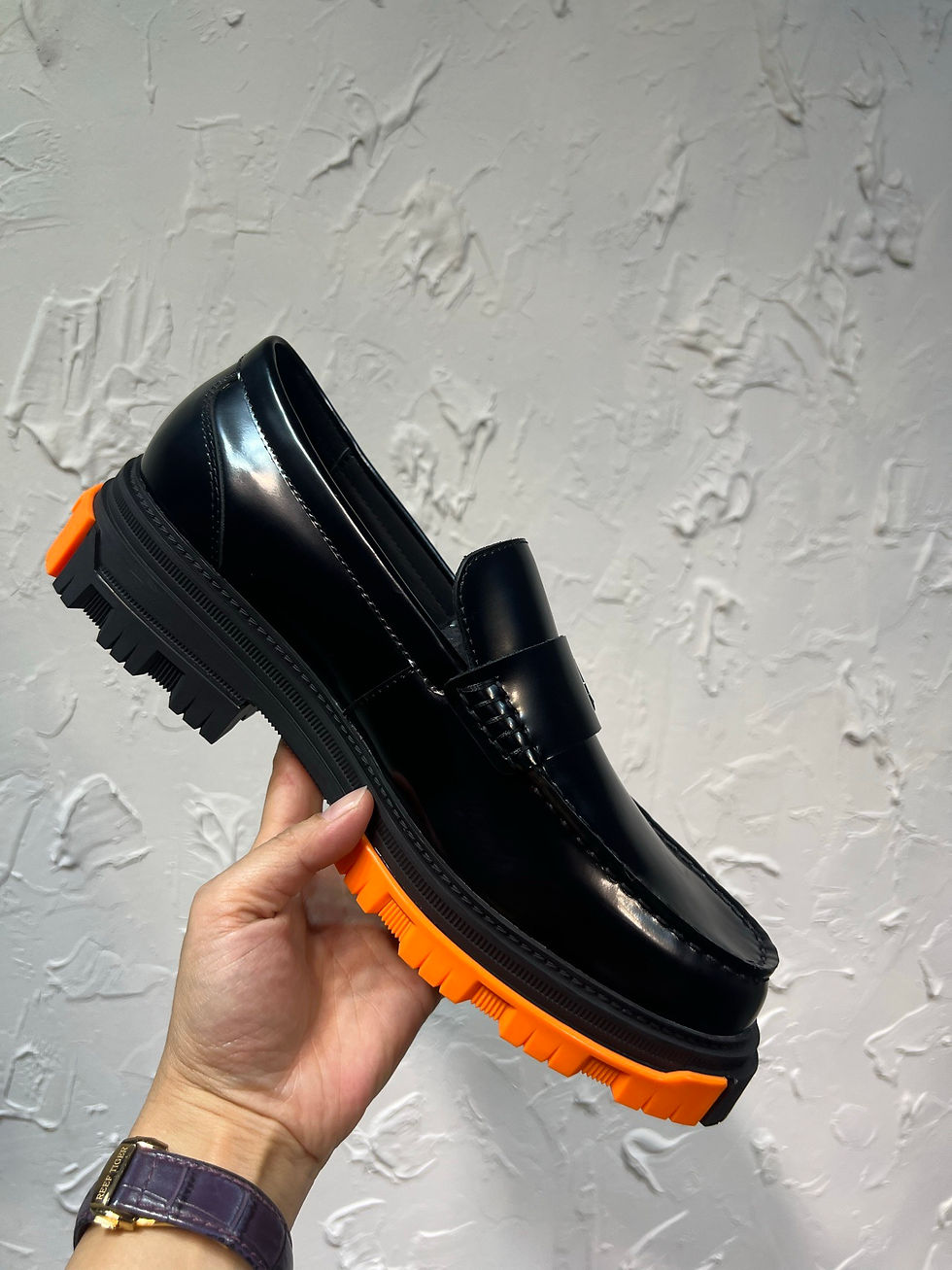 Thumbnail: AMR MA Leather Penny Lloafers Black/Orange