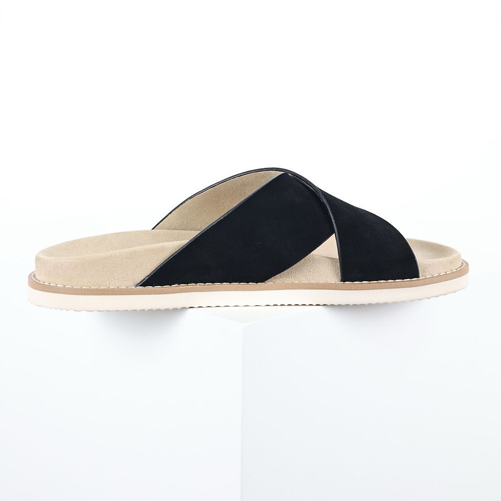 Thumbnail: BC SS26 Cross Strap Suede Slide Sandals in Black