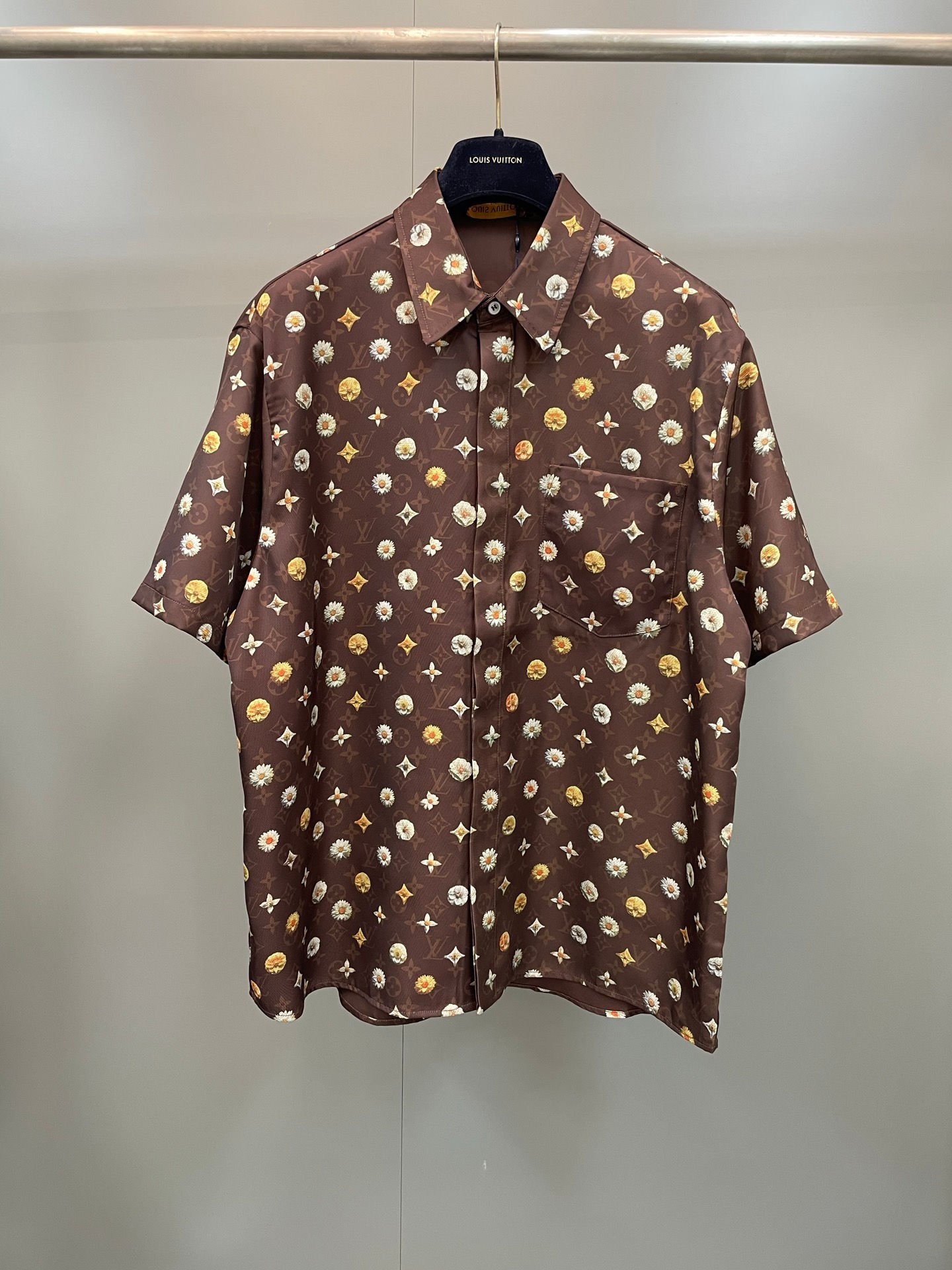 SS26 Monogram Printed Short-Sleeved Silk Shirt