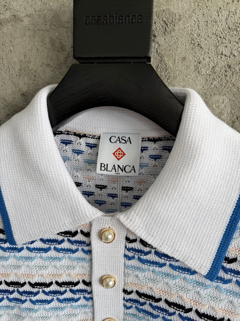 Thumbnail: SS26 Striped Logo Applique Polo Shirt