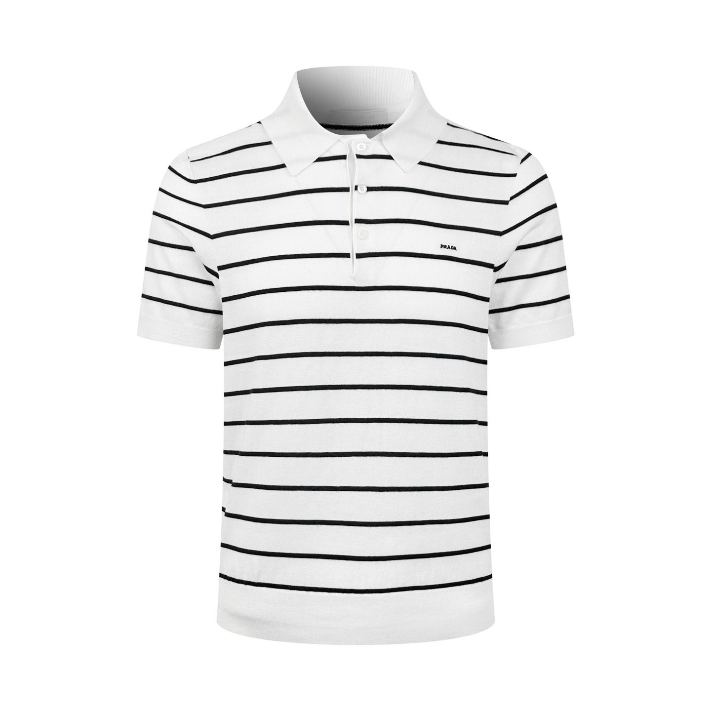 SS26 Short-Sleeved Striped Polo Shirt in White