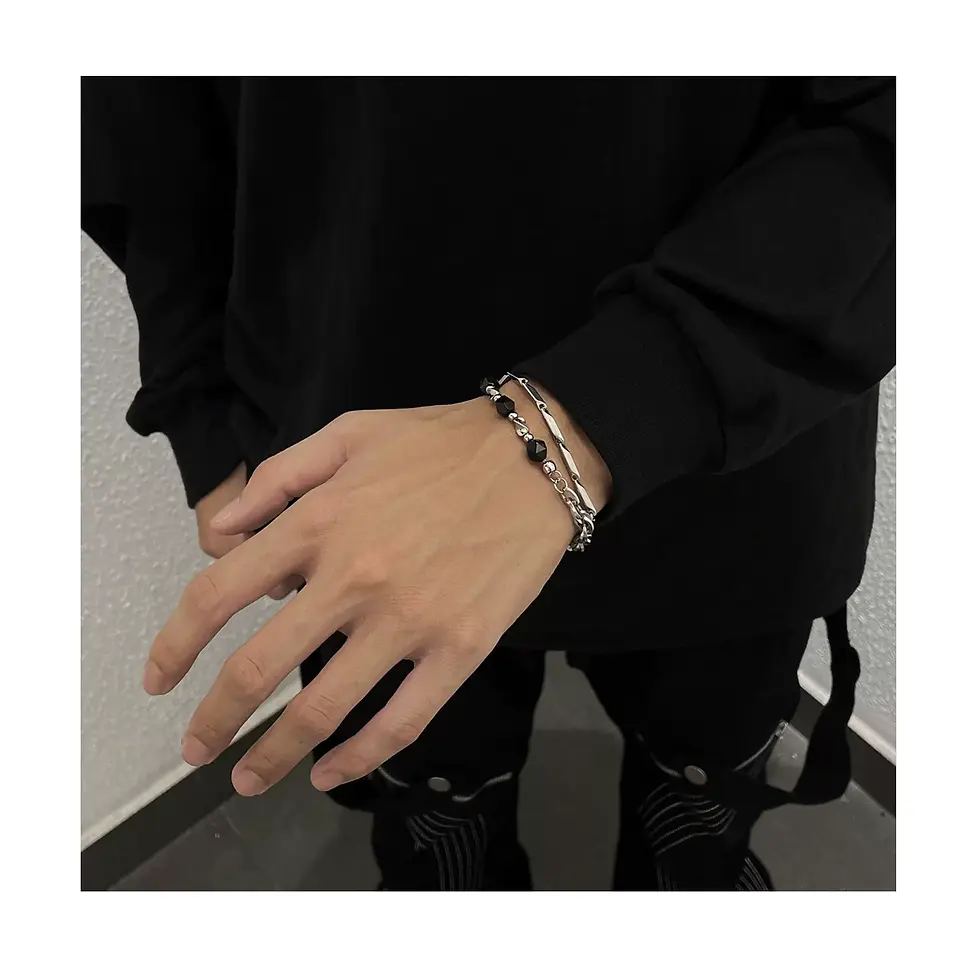 Thumbnail: Obsidian Double Layer Bracelet
