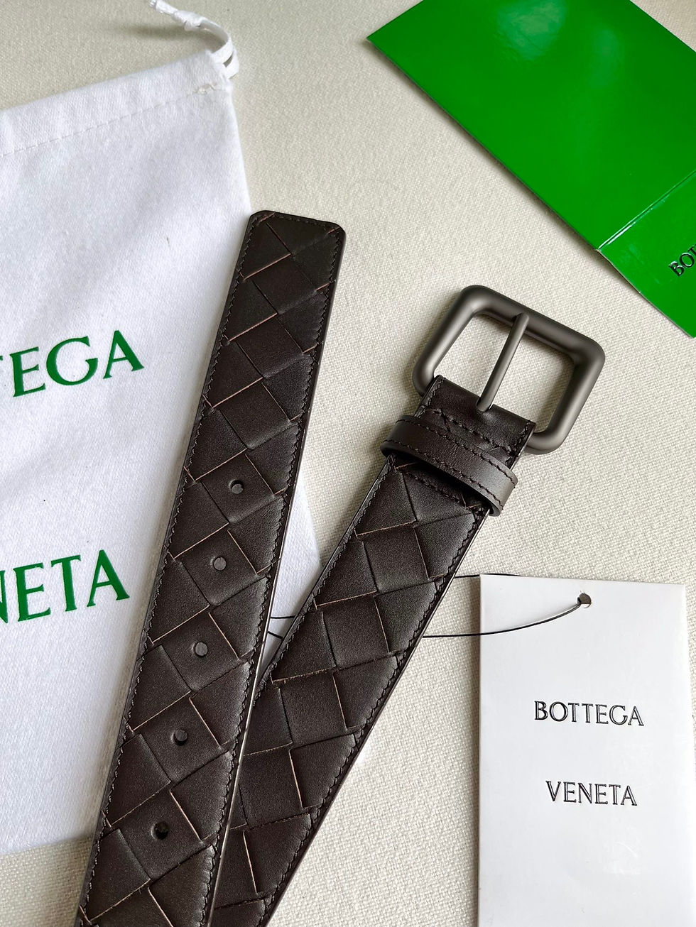 Thumbnail: Intrecciato Belt in Dark Brown