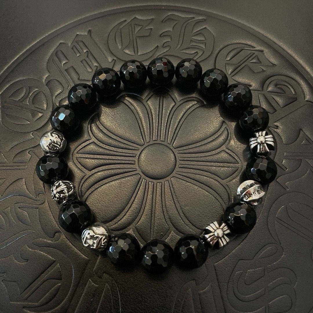 CH Beaded Necklace in Black/Silver