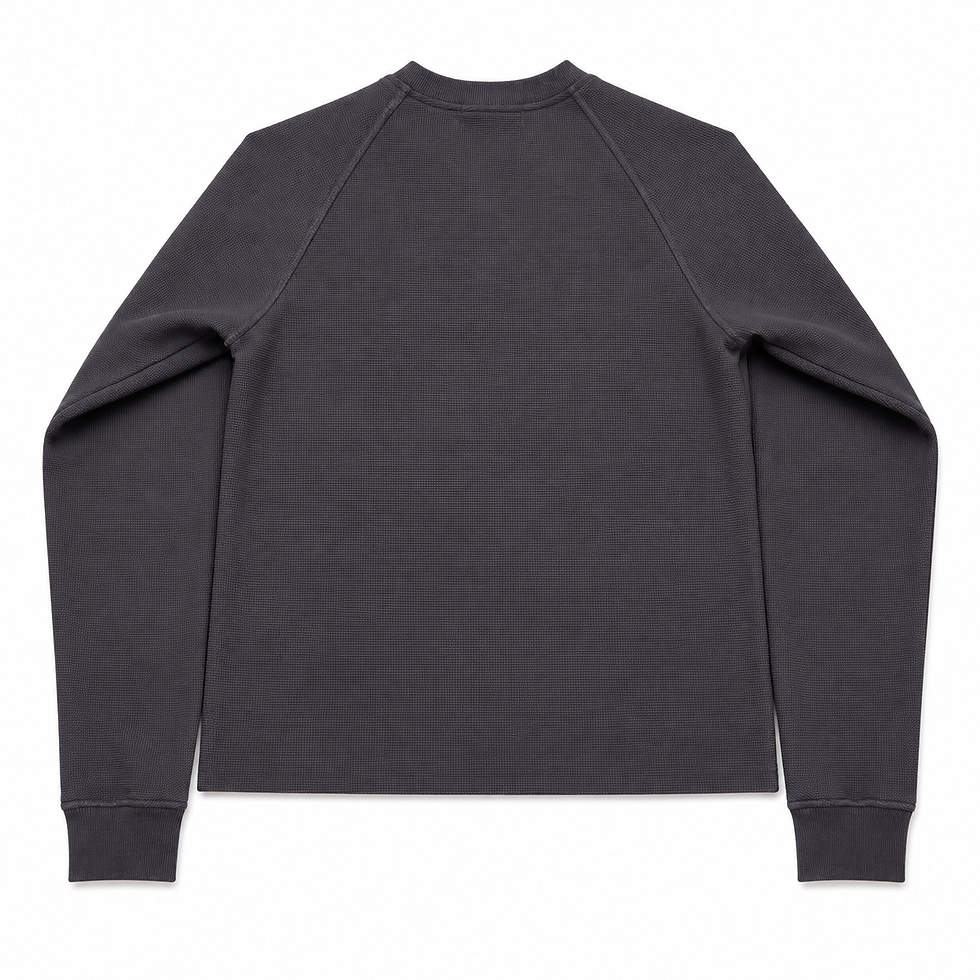 Thumbnail: Cotton Waffle Two-Tone Asymmetric Long Sleeve T-Shirt